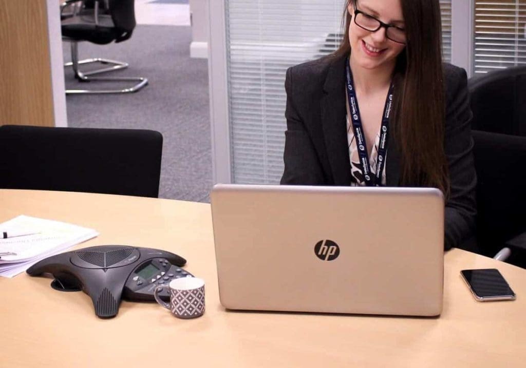 lady at computer in the office