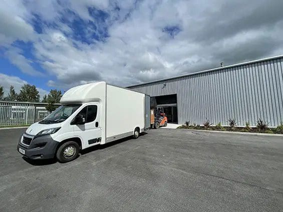 Truck unloading at Winsford self storage centre