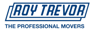 Logo of Roy Trevor, a professional moving company, featuring bold text and a graphic element representing moving services.