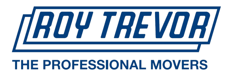 Logo of Roy Trevor, a professional moving company, featuring bold text and a graphic element representing moving services.